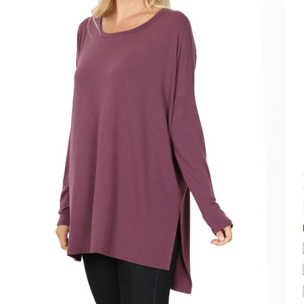 Eggplant Hi-Low Long Relaxed Fit Shirt